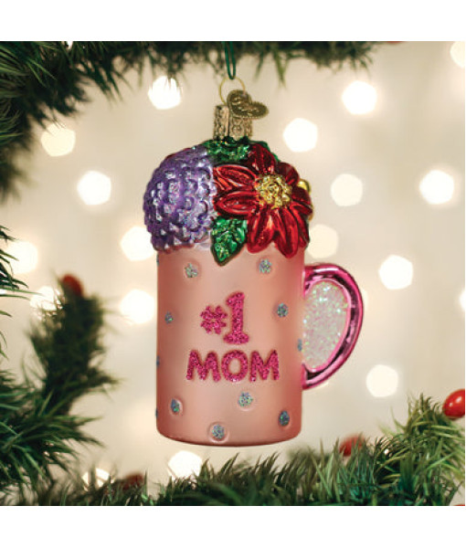 Best Mom Mug Glass Ornament
