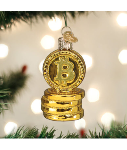 Bitcoin Glass Ornament