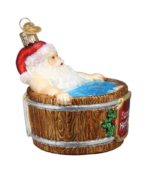Santa's Hot Tub Glass Ornament