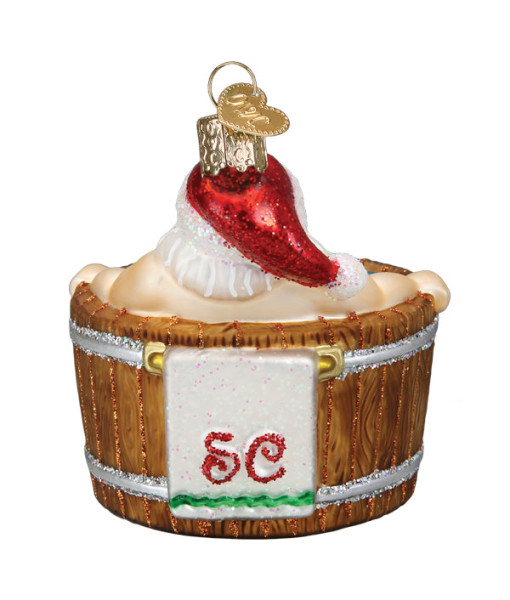 Santa's Hot Tub Glass Ornament