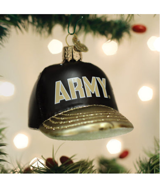 Army Baseball Cap Glass Ornament