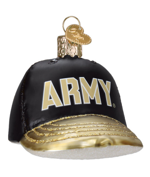 Army Baseball Cap Glass Ornament