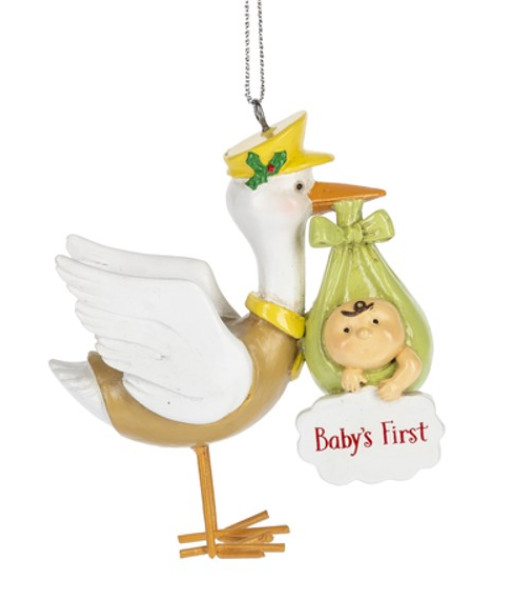 Baby`s First Christmas with Stork, Ornament