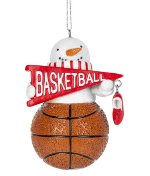 Ornament, resin, Snowman basketball