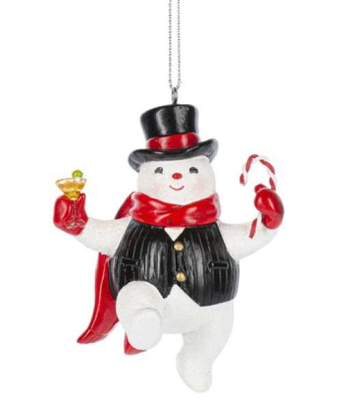 Snowman bartender, Happy Hour, ornament