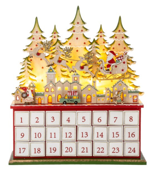 Table piece, Elegant decorative Advent calendar, LED lighting