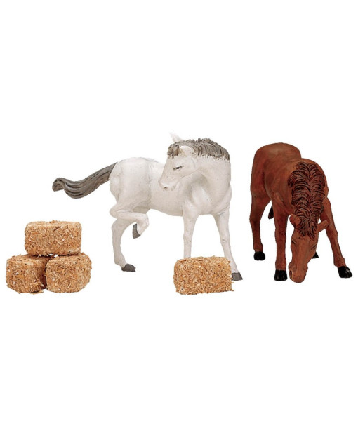 Horses with hay, set of 6