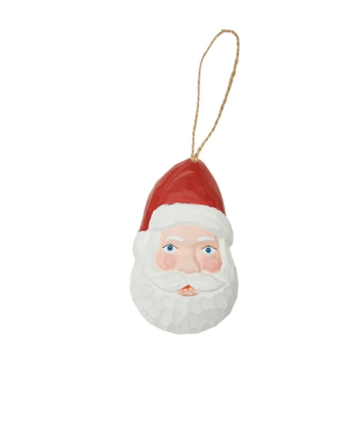 Ornament, Wooden Rustic Santa head figurine