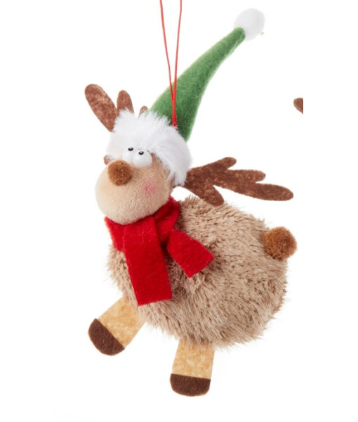Round Wooly Fabric Moose ornament