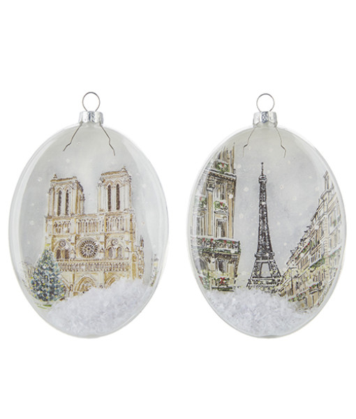 Eiffel Tower Oval Glass Ornament