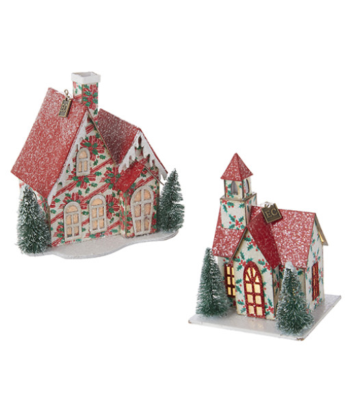 Swiss Style Red Roof Church, LED ornament