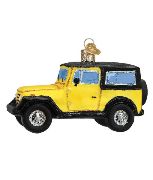 Ornement en verre, Jeep jaune
