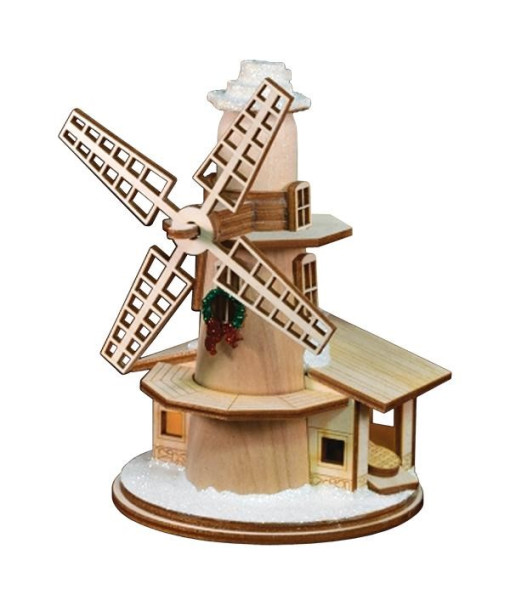 Table piece, German Village windmill, LED lit