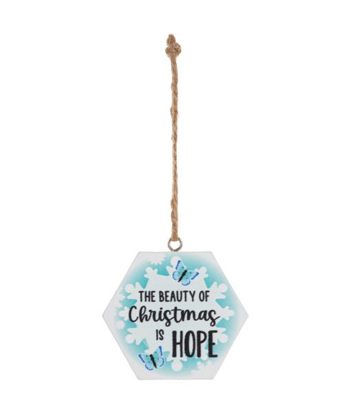 Ornament, festive snowflake,  with message 