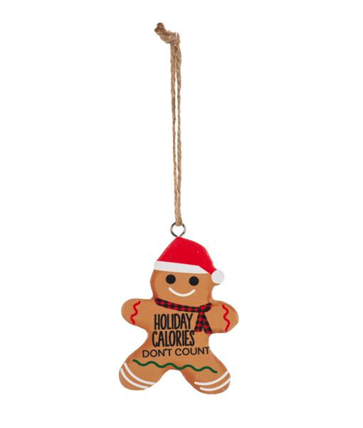 Ornament, festive Gingerbread Man,  with message 