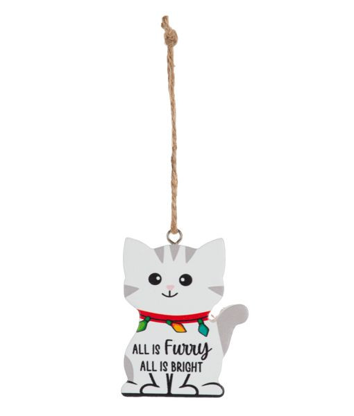 Ornament, Festive Kitten, with message 