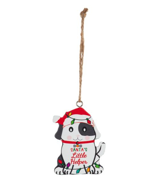 Ornament, Festive Pup, with message 