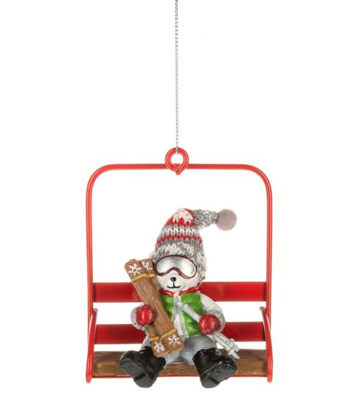 Ornament, Polar Bear on the ski chairlift