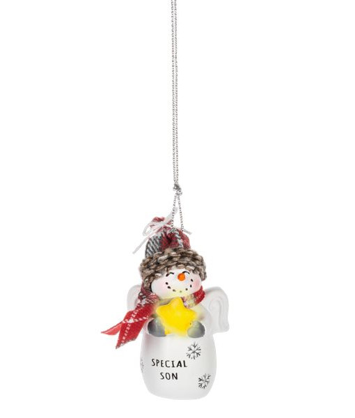 Ornament, festive snowman with message 