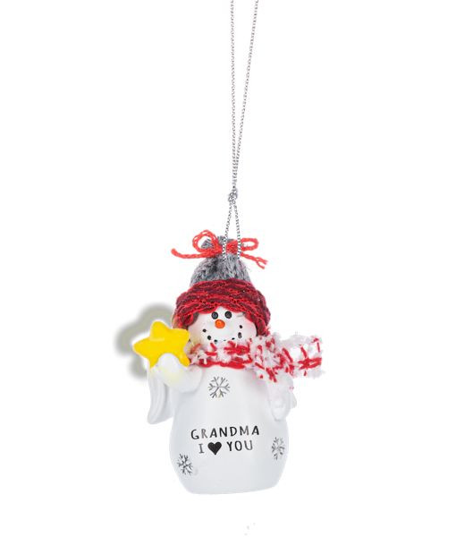 Ornament, festive snowman with message 