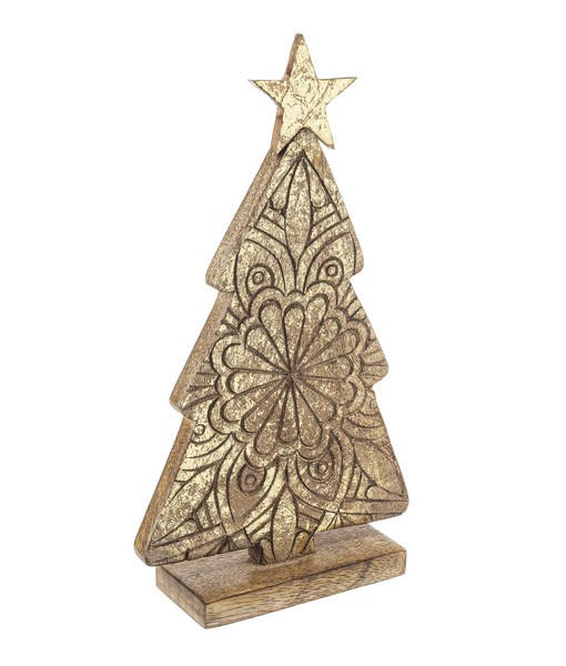 Pièce de table, arbre de Noël de style rustique avec étoile