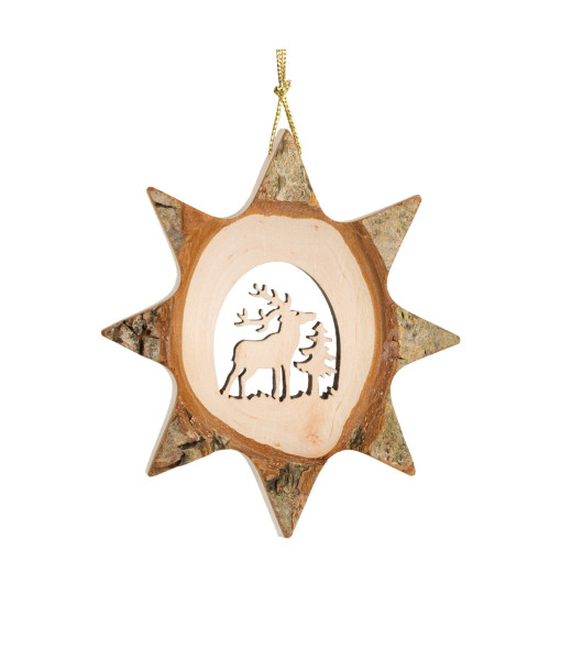 German Wooden ornament, 8 point star shape
