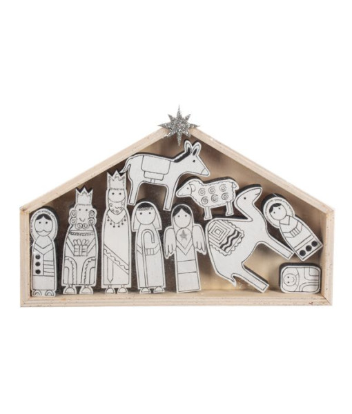 Table/shelf decor, Nativity scene, 11 pieces, 2D figurines