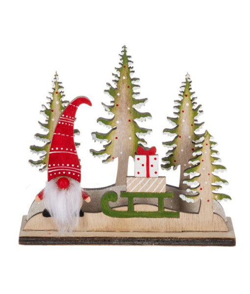 Table piece, ornament, Nordic Villages, Gnome with sled