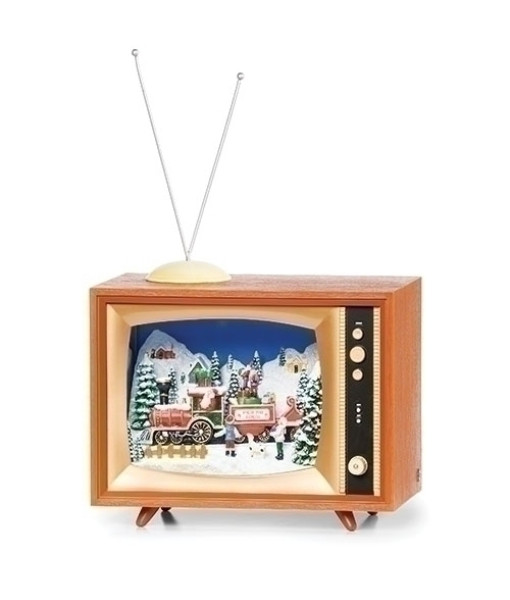 Musical table piece, 10 inch musical LED TV, with Santa driving his train