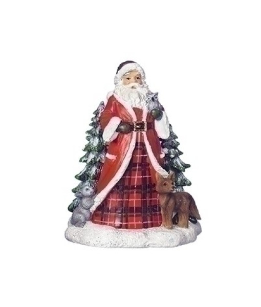 Table piece, Woodland Scene with Santa in plaid