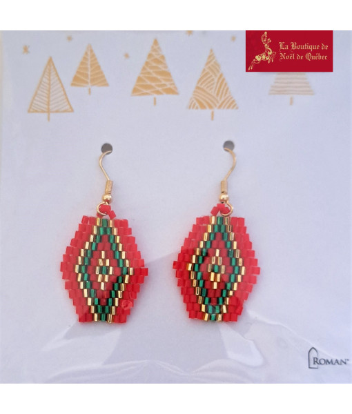 Christmas earrings, Woven material