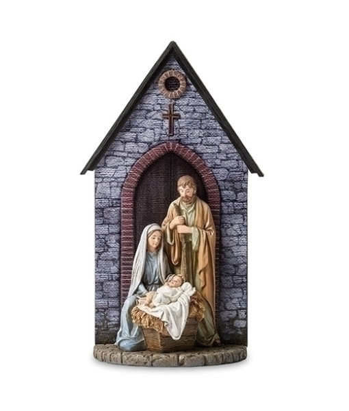Table piece, The Holy Family, with Church Door background