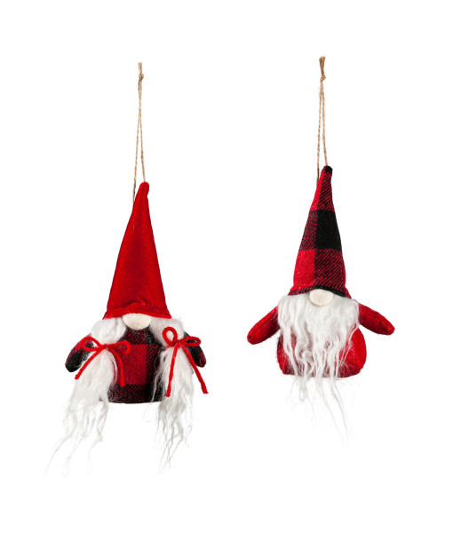 Ornament, girl gnome, stuffed plaid material