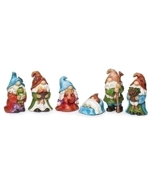 Table top Nativity Scene, 6 pcs, gnome figurines