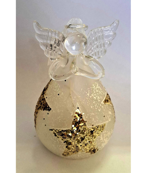 Ornament, glass angel with golden star spangling