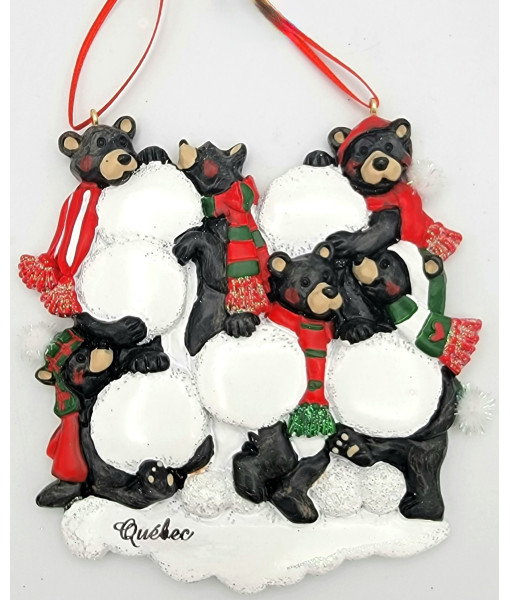 Ornament, Family of 6 Black Bears
