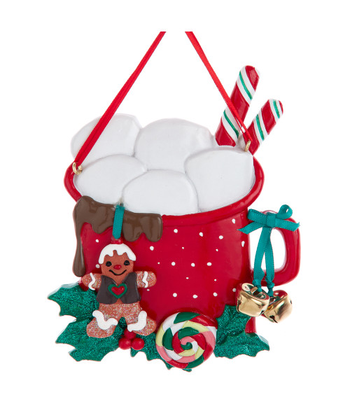 Ornament with bells, mug of Hot Chocolate