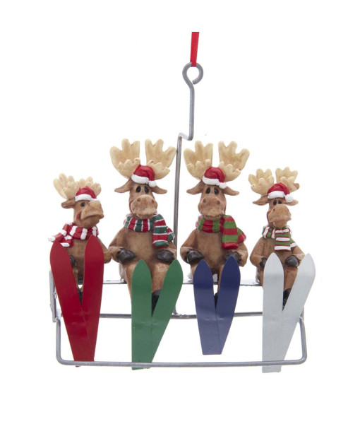 Ornament, ski-lift with 4 moose