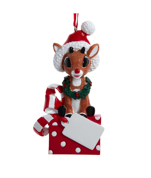 Ornament, Rudolph with Xmas Gift