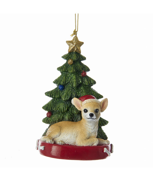 Personalisable Tree ornament, chihuahua with Xmas Tree, made of resin