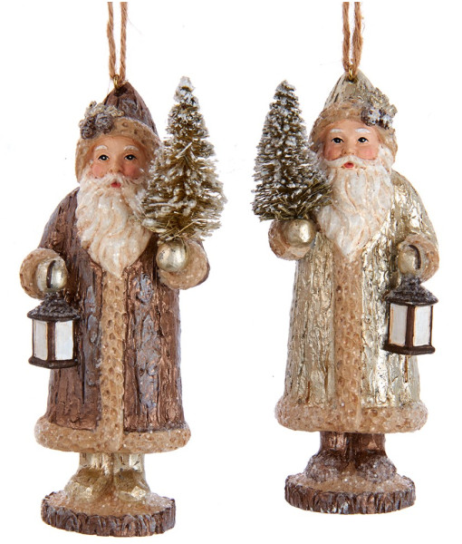 Ornement, figurine traditionnelle allemande du Père Noël Belsnickel, dorée