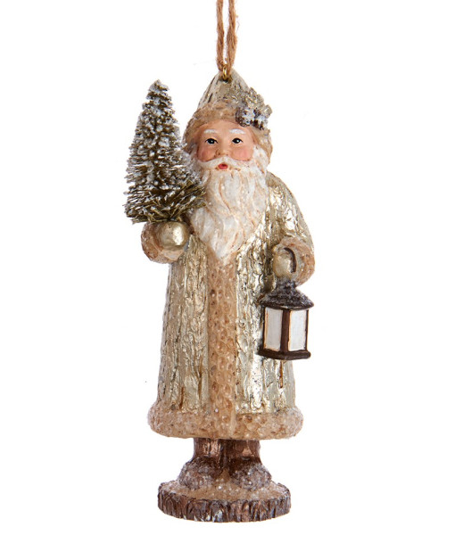 Ornement, figurine traditionnelle allemande du Père Noël Belsnickel, dorée