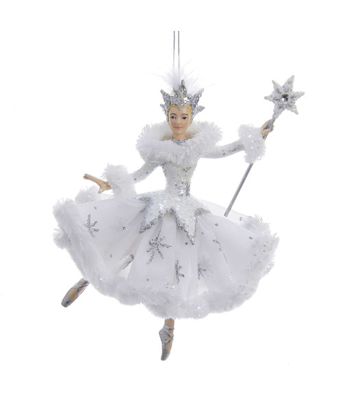Ornement, ballerine élégante Reine des Neiges, avec couronne et tutu pailleté