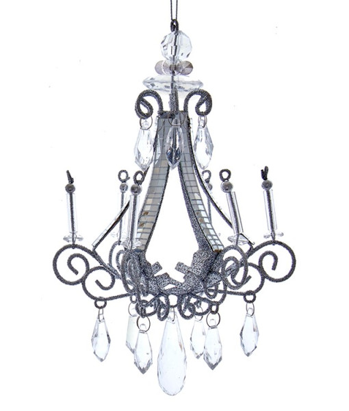Ornament, elegant silver chandelier, with acrylic crystals