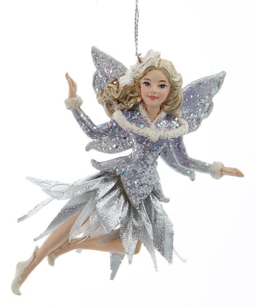 Ornament, icy periwinkle fairy flying