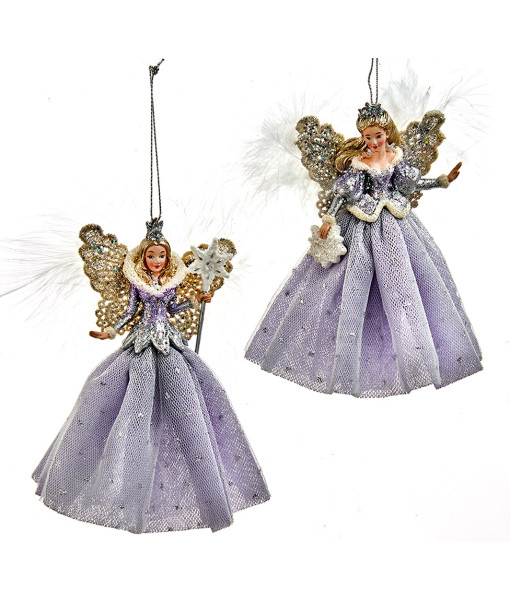 Ornament, elegant Snow Queen , in a lavender and blue gown