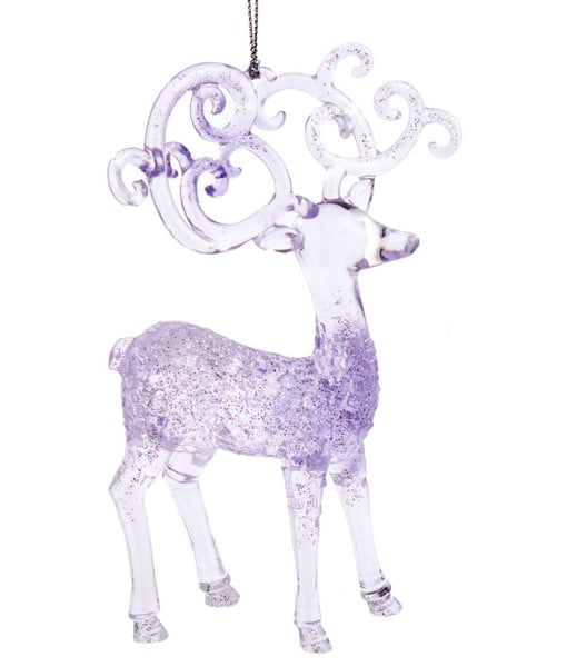 Ornement de cerf Lavande, Bleu et Transparent