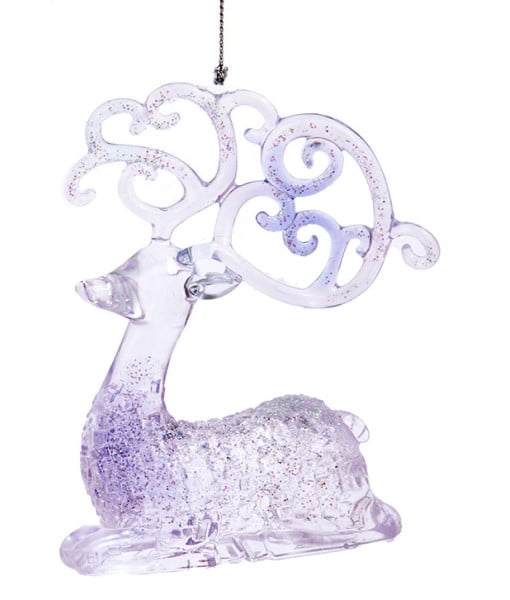 Ornement de cerf lavande, bleu et transparent