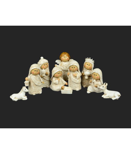 Nativity Scene, 10pc, child like figurines