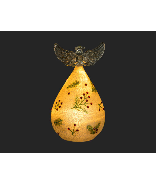 Ornament, Glass Angel with LED illumination, mistletoe motif